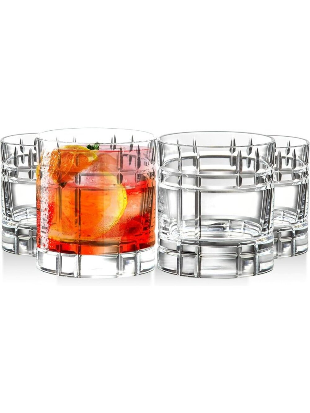 Elegant Double Old Fashioned Whiskey Glasses Set of 4 - Crystal Lowball Tumblers